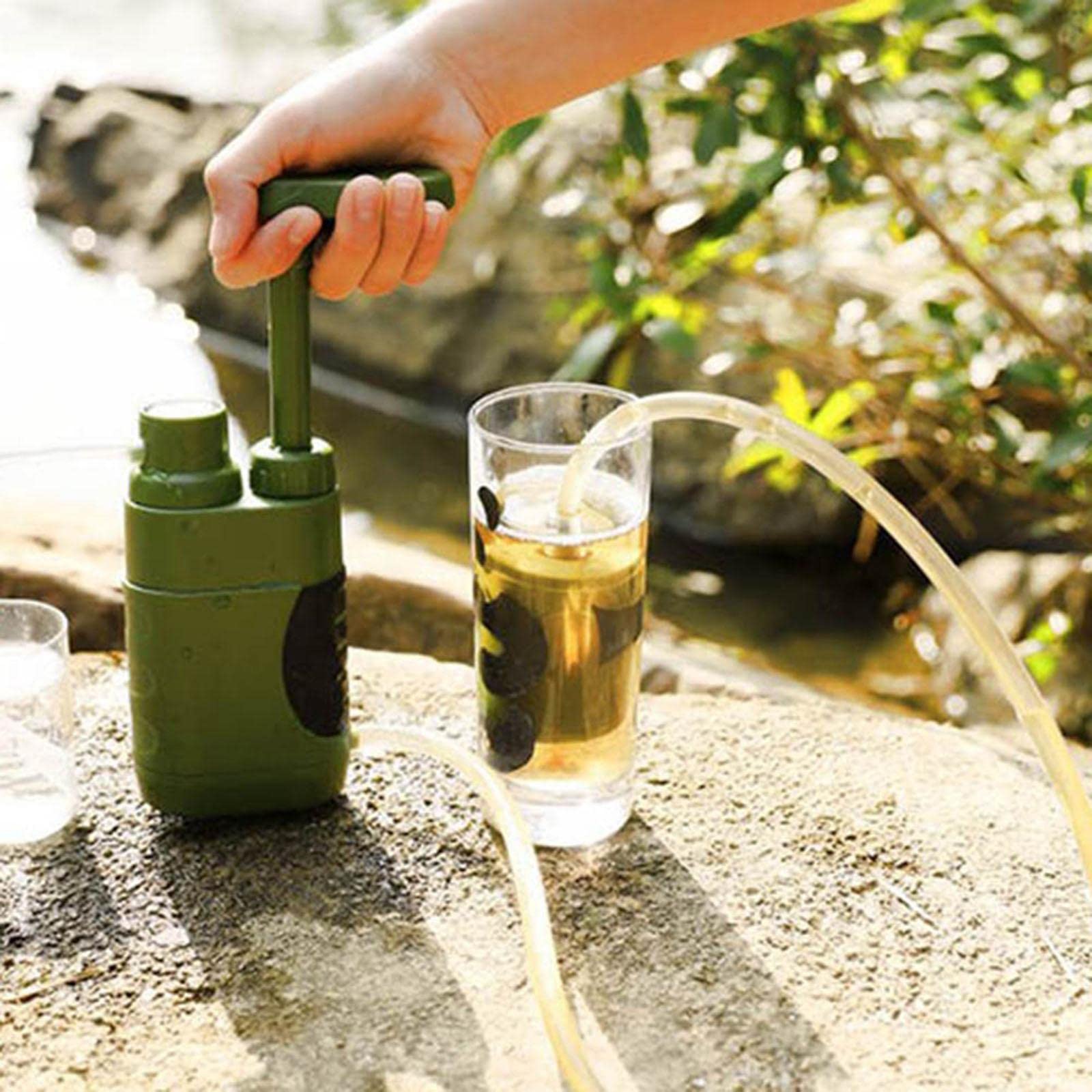 Purificador de Agua Portátil Filtro de Supervivencia para Fuentes Botella con Bolsa de Almacenamiento de Filtración Hueco Diseño