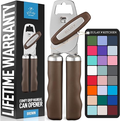 Miniatura 38 de Zulay Kitchen Abrelatas manual de acero inoxidable resistente con abridor de botellas, abrelatas manual a prueba de óxido con perilla giratoria y