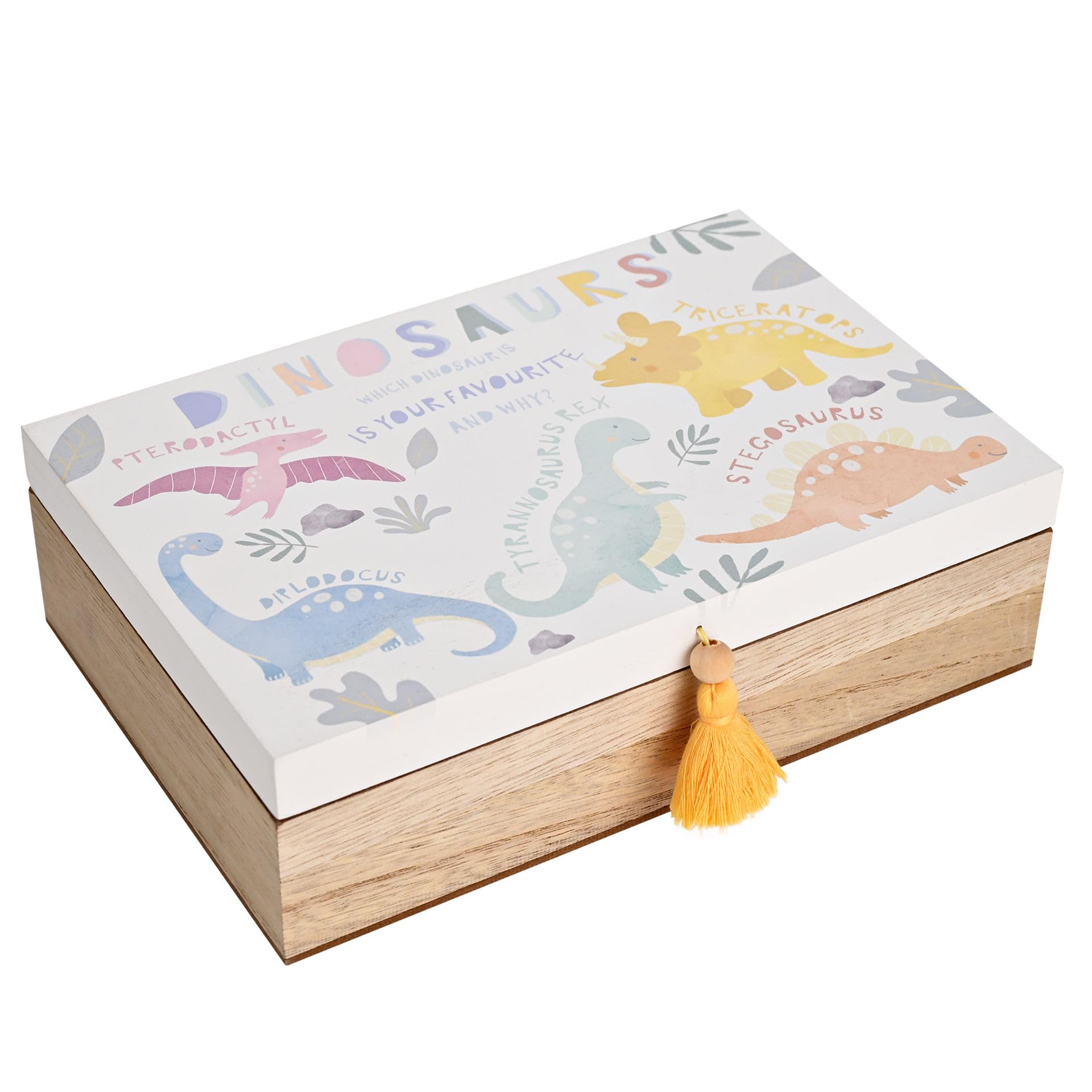 Widdop And Co Multi Widdop Petit Cheri Wooden Dinosaur Keepsake Box - Dinosaur Names Design - Perfect For Newborn Or Baby Shower Gifts And Presents - Newborn Keepsake Baby Nursey Storage