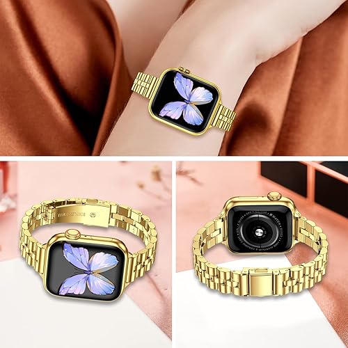 Miniatura 3 de MioHHR Correas de metal delgadas compatibles con Apple Watch Ultra 2 1 (1.73 pulgadas), Series 987 (1.61 pulgadas), Series SE 654 (1.57 pulgadas,