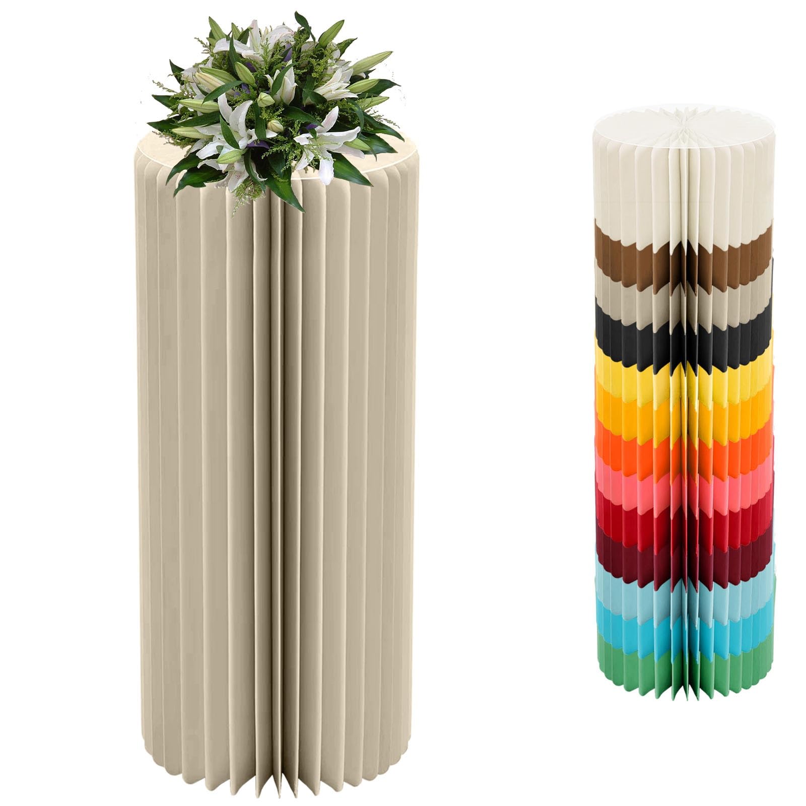 YTBHSHXZ plinth， Foldable Cardboard Cylinder Pedestal Cake Stand Multicolor 20-100cm(Light Gray,H 80cm/31.5in)
