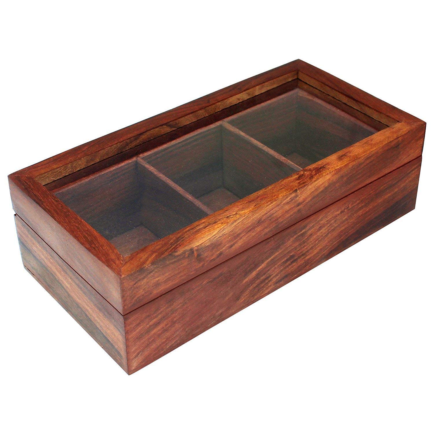 Sooq Veritas Wooden Spice Box/Dry Fruit Box 3 Compartments Multi Uses