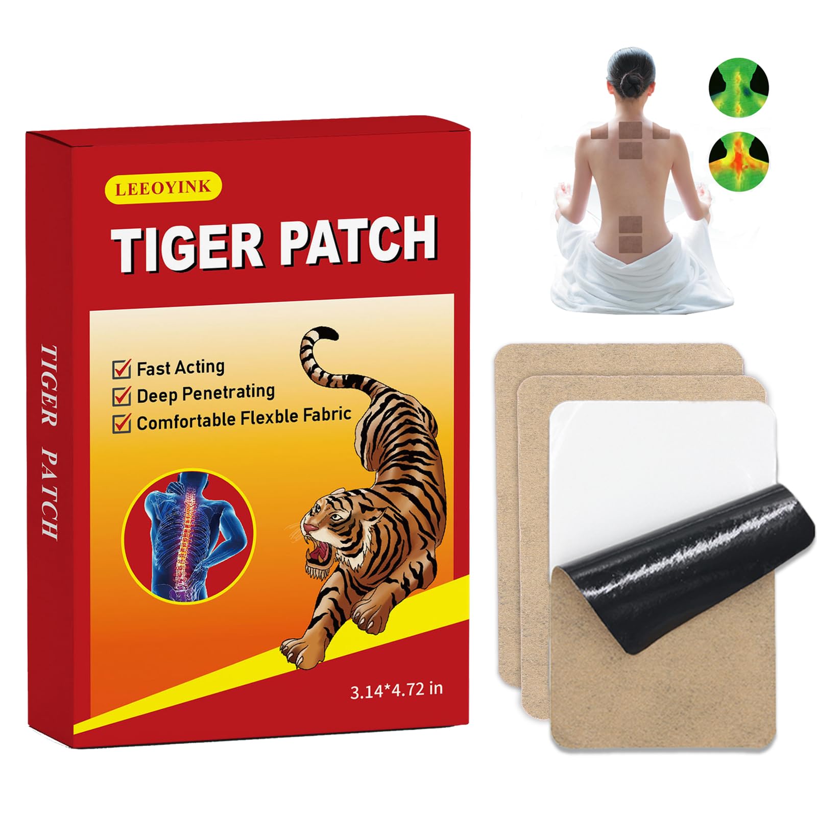 Toppe a forma di tigre cinese, cerotti naturali a base di erbe per schiena, spalle, ginocchia, articolazioni e supporto muscolare, massima resistenza, comfort di lunga durata