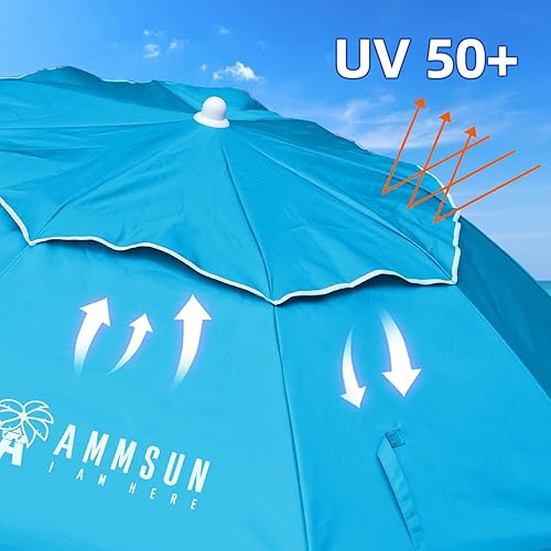 Miniatura 2 de Ammsun 2017 Sombrilla de playa plegable de 6 pies con bolso de transporte portátil, con revestimiento de plata en el interior, FPS 50+, con