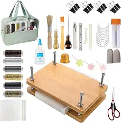 Abnaok Kits de encadernação de livros, prensa de livros, ferramentas de encadernação de 29 x 19 cm, suprimentos para encadernação de madeira, capa de livros, placa de osso, alça de encadernação para