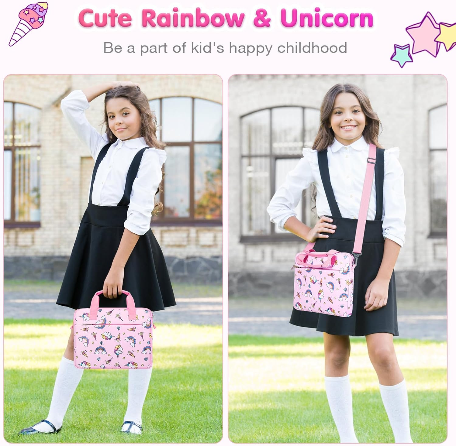 MoKo 7-8 Inch Kids Tablet Sleeve - Carrying Case for Fire 7/8 Kids Edition, Tablet Bag with Shoulder Strap, Pink Unicorn - Image 7