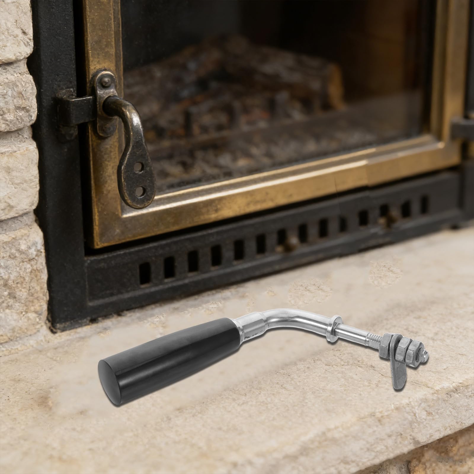 Manija de Puerta de Chimenea Resistente al Calor 16x10x2.5 Cm Metálica Antideslizante para Estufa de Leña, Horno, Caldera y Fogata – Accesorio para Repuesto de Hogar