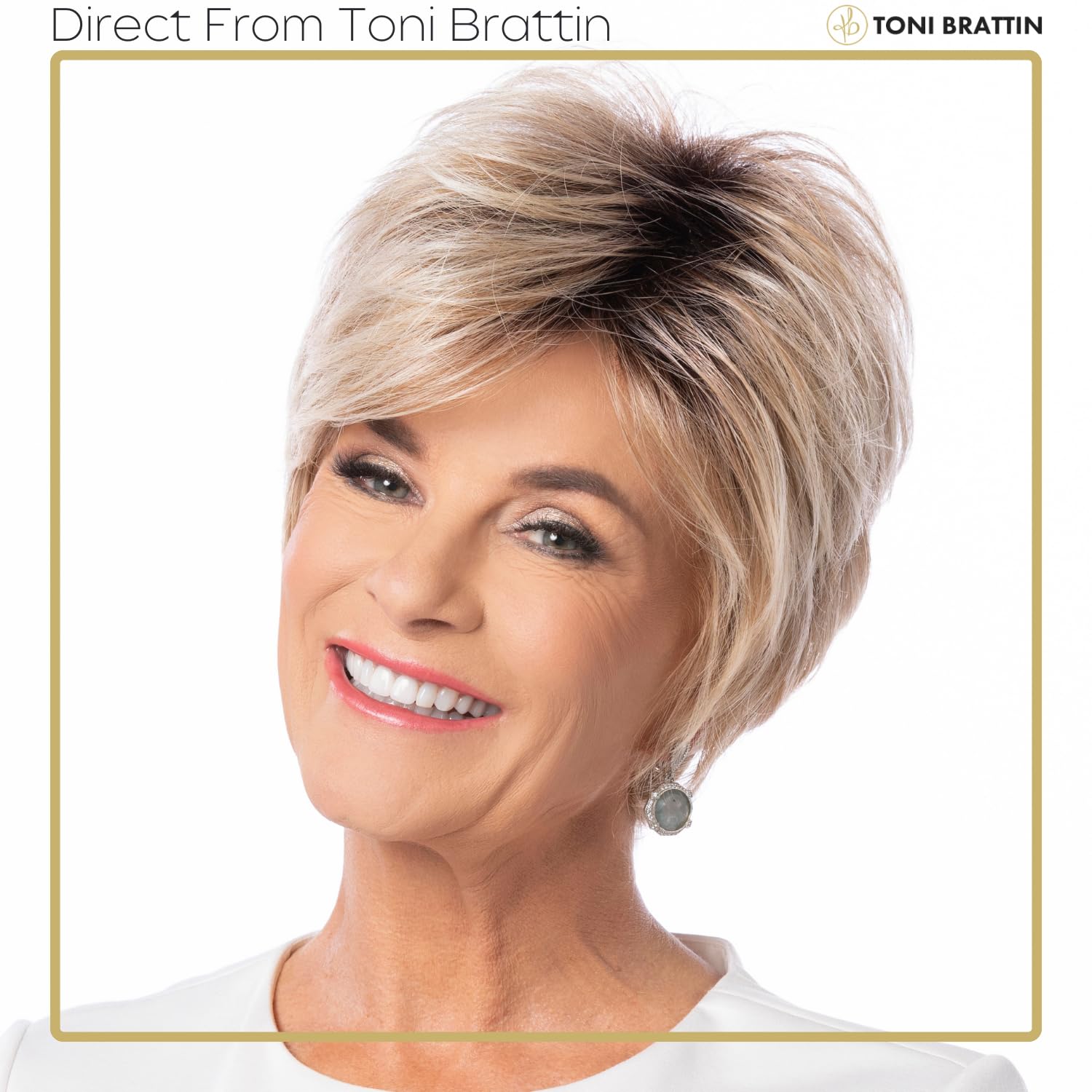 Toni Brattin Dynasty Wig - Textured Bangs, a Voluminous Crown Bump & a Tapered Neckline - Heat-Friendly Fiber Looks & Feels like Natural Hair - Adjustable & Comfortable (Light Grey, Regular)