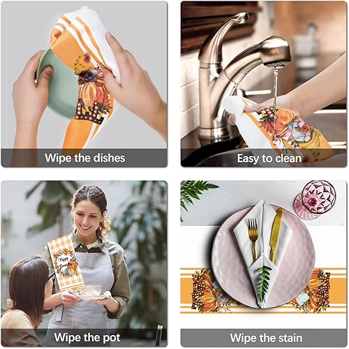 Miniatura 4 de Nialnant Toallas de cocina de Acción de Gracias, paños de cocina de calabaza Hello para secar platos, divertidos paños de cocina, regalos de
