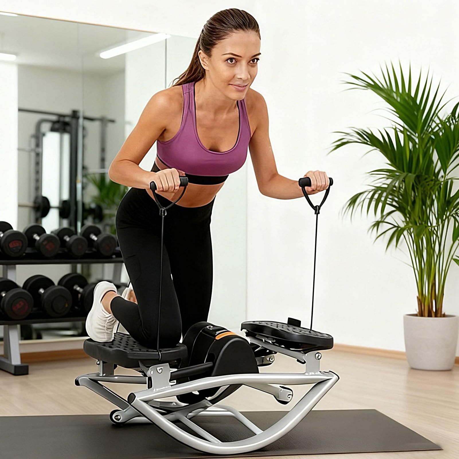 Rock Stepper Przenośny obrotowy przyrząd do ćwiczeń nóg | Fitness Stepper z monitorem LCD dla pośladków, brzucha i podstawy, mężczyzn, kobiet i seniorów