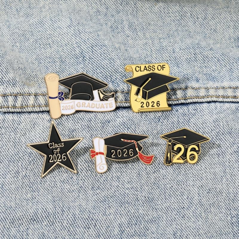 Image of Graduation Enamel Lapel Pins Class of 2026 Graduation Caps Brooches Gifts Souvenir Emblem Badges Diploma Brooche for High College Teacher School Vacation Accessories