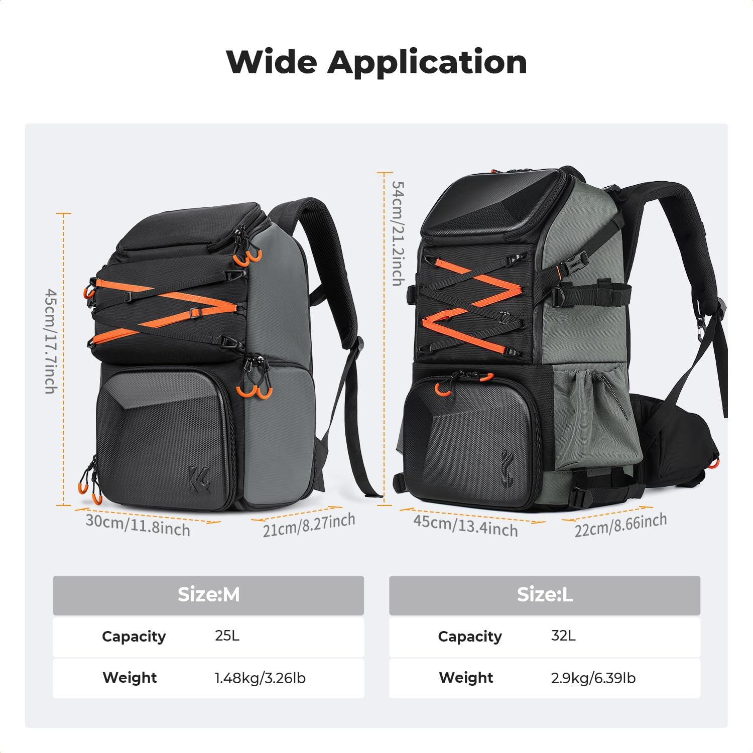 K&F CONCEPT Camera Backpack Shoulder Bag for Photographers, Hardshell Case Camera Bag, Multifunction Photography Backpack with 15.6" Laptop Compartment - Image 7