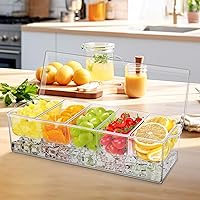 Vista 7 de Servidor de condimentos de 5 compartimentos, recipientes de condimentos enfriados con hielo, bandeja transparente para servir condimentos sobre