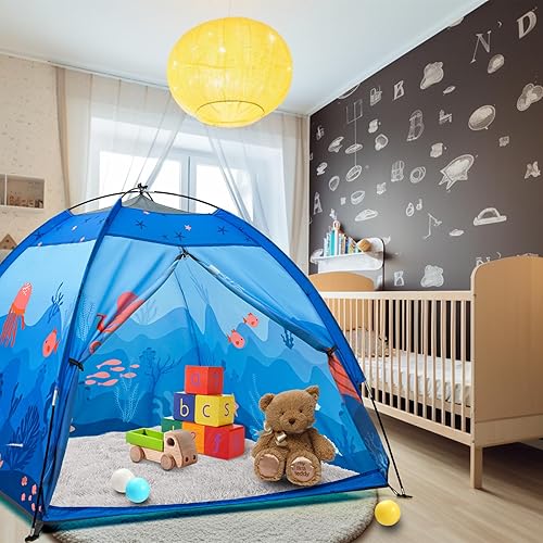 Miniatura 8 de Undersea World - Tienda de campaña para niños, tienda de campaña submarina para niños, tienda de campaña plegable para niños, tienda de campaña