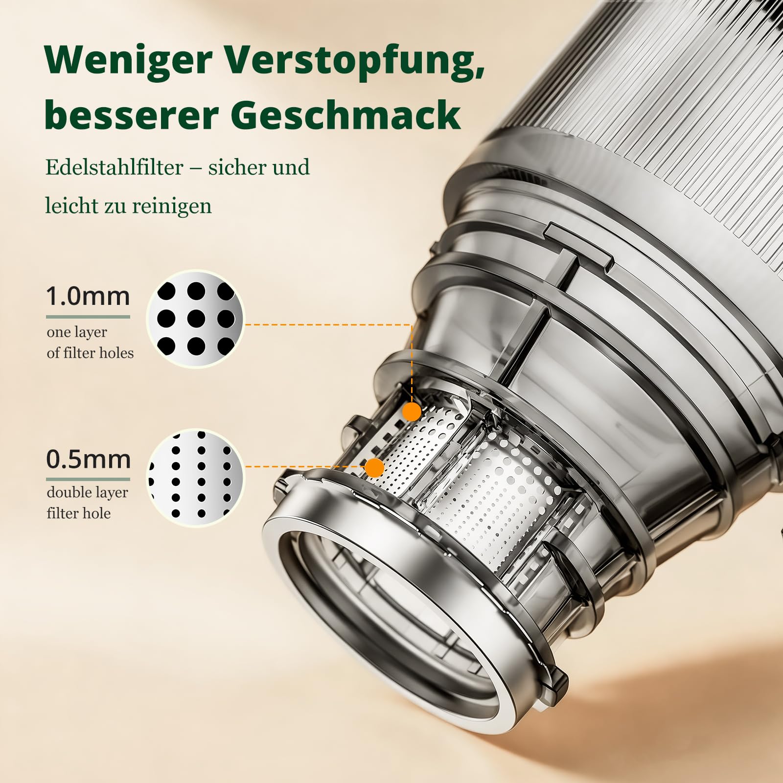 LINKChef Entsafter Slow Juicer, 115 mm Große Einfüllöffnung für Entsafter Gemüse und Obst Testsieger, Kaltentsafter 200W, BPA-frei, Einfach zu Reinigen und Montieren, Schwarz