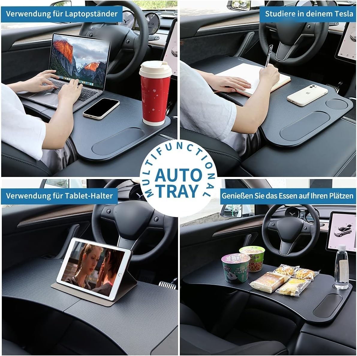 BMZX Lenkrad Schreibtisch für Tesla Model 3 Model Y Zubehör Tragbare Auto Tisch Auto Esstisch Mit Getränkehalter(Also Fits Most Vehicles,Sedans,SUVs,Pickup Trucks)