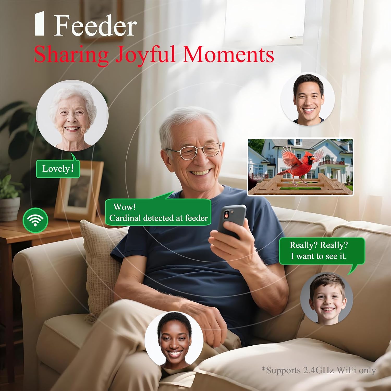 Eco-Friendly Bamboo Smart Bird Feeder with Camera & Solar Panel - AI Identifies 11,000+ Species, 2K HD Night Vision, Wireless Outdoor Birdhouse with Instant Alerts (2.4GHz WiFi Only) - Image 6