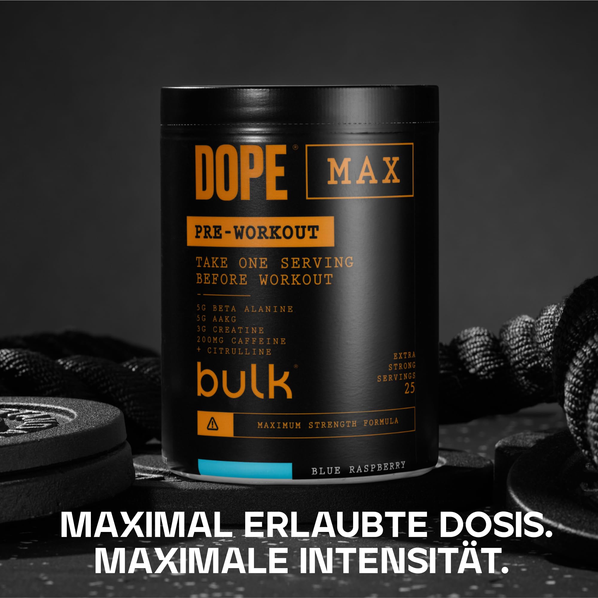 Bulk Dope Max Pre-Workout Pulver | 563 g | 25 Portionen | 200 mg Koffein | 5 g Beta-Alanin | 3 g Kreatin | AAKG & Citrullin | Mit Himalaya-Kristallsalz aus Punjab, Pakistan | Saurer Apfel