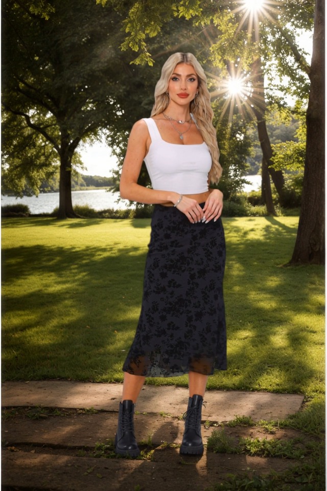 Allegra K Mesh Fishtail Skirt for Women Floral High Waist 2026