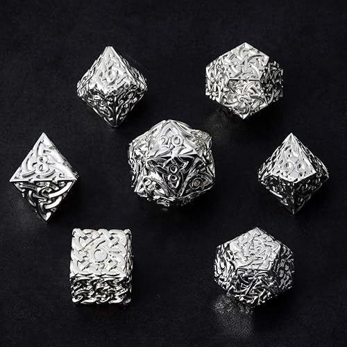 KakapopoTCG. - Juego de dados de metal poliédrico, 7 piezas, extra pesado, extra grande, para Dungeons and Dragons. Call of Cthulhu, Pathfinder,