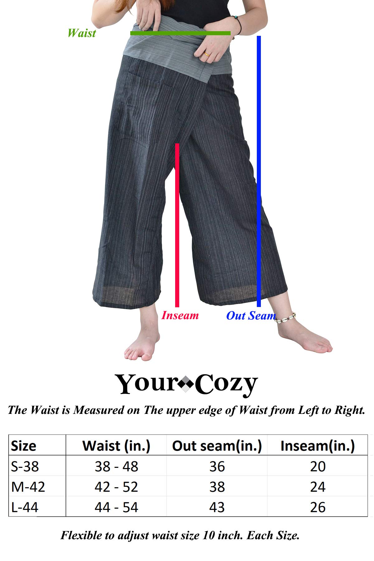 Bjelly pescador Pantalones Casual estilo algodón tamaño libre