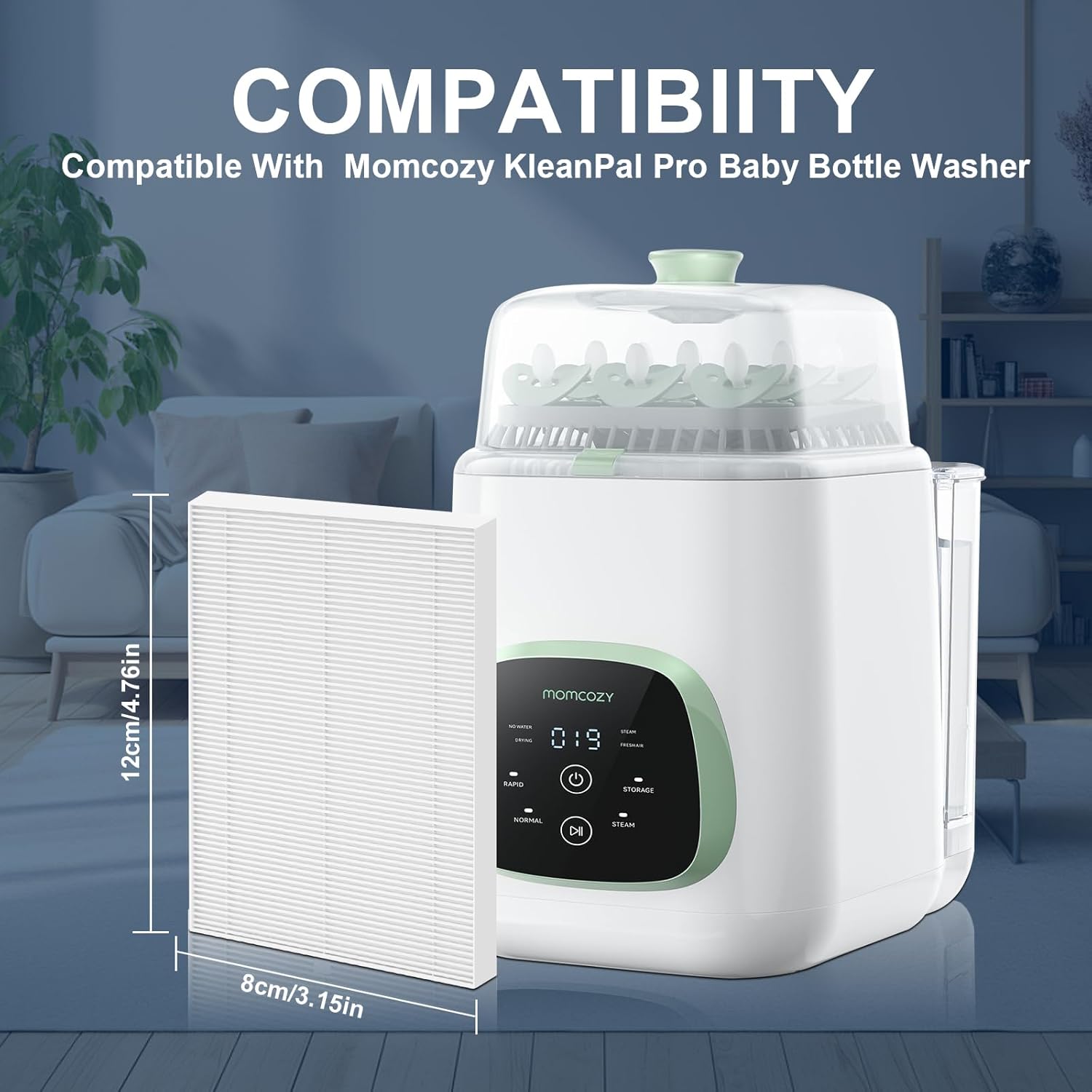 6 Pack HEPA Filter Replacement, Compatible with Momcozy, Grownsy, Papablic, MOMFANN Baby Bottle Washer, 99.97% Effective Filtration for Baby Bottle Washer and Dryer, Premium Air Filters - Image 2