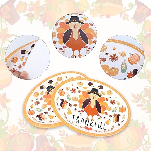 Miniatura 3 de Crazy Night 25 platos ovalados de Acción de Gracias, 12.3 x 9.3 pulgadas, papel desechable, cena, otoño, cosecha, fiesta, juego de vajilla con