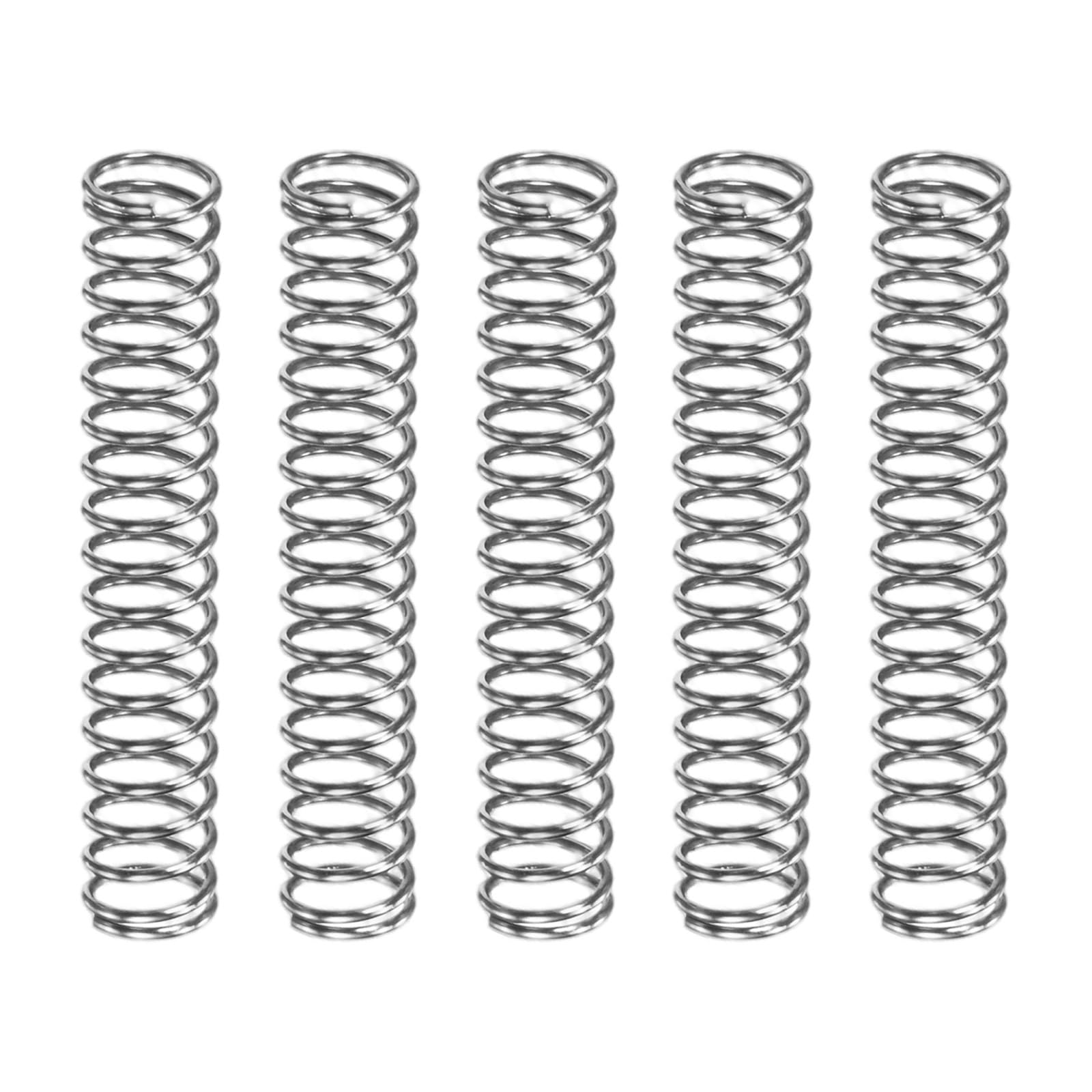 M METERXITY 5-Pack Compression Springs, 30mm Length 5mm OD 304 Stainless Steel Pruner Replacement Springs for Garden Tool/DIY/Mechanical Repair Replacement [Silver Tone, 0.5mm Wire Size]