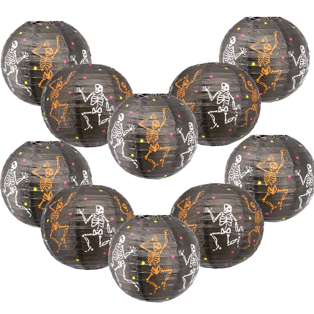 Time to Sparkle 10 Pack Tissue Paper Round Lanterns LampShade Lamp Shade Halloween Birthday Party Decoration | Lantern Skull, 8"(20cm) |