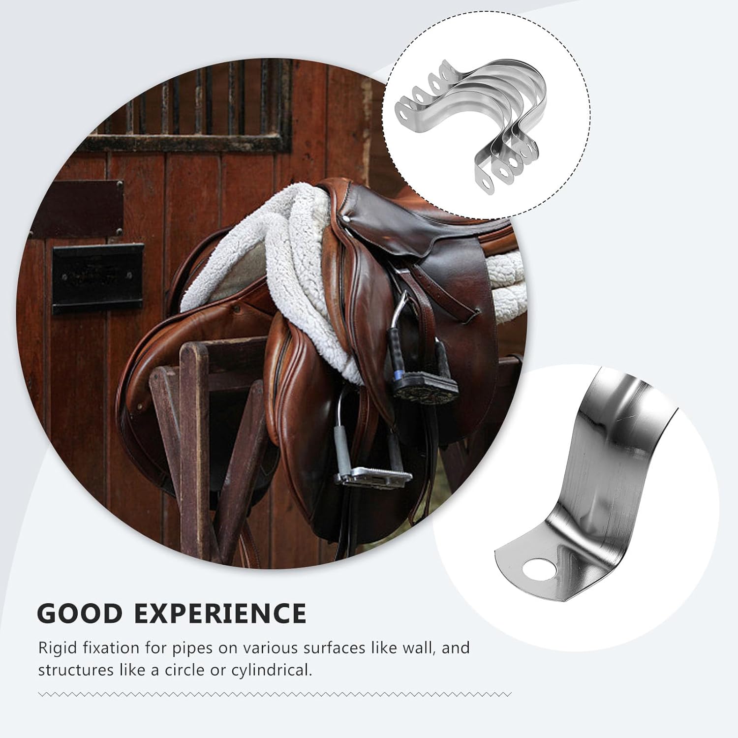 jojofuny 100pcs 304 Stainless Steel U-type Tube Tension Clamps Metal U Brackets Heavy Duty Wire Strap Clips for Pipe and Cord Installation