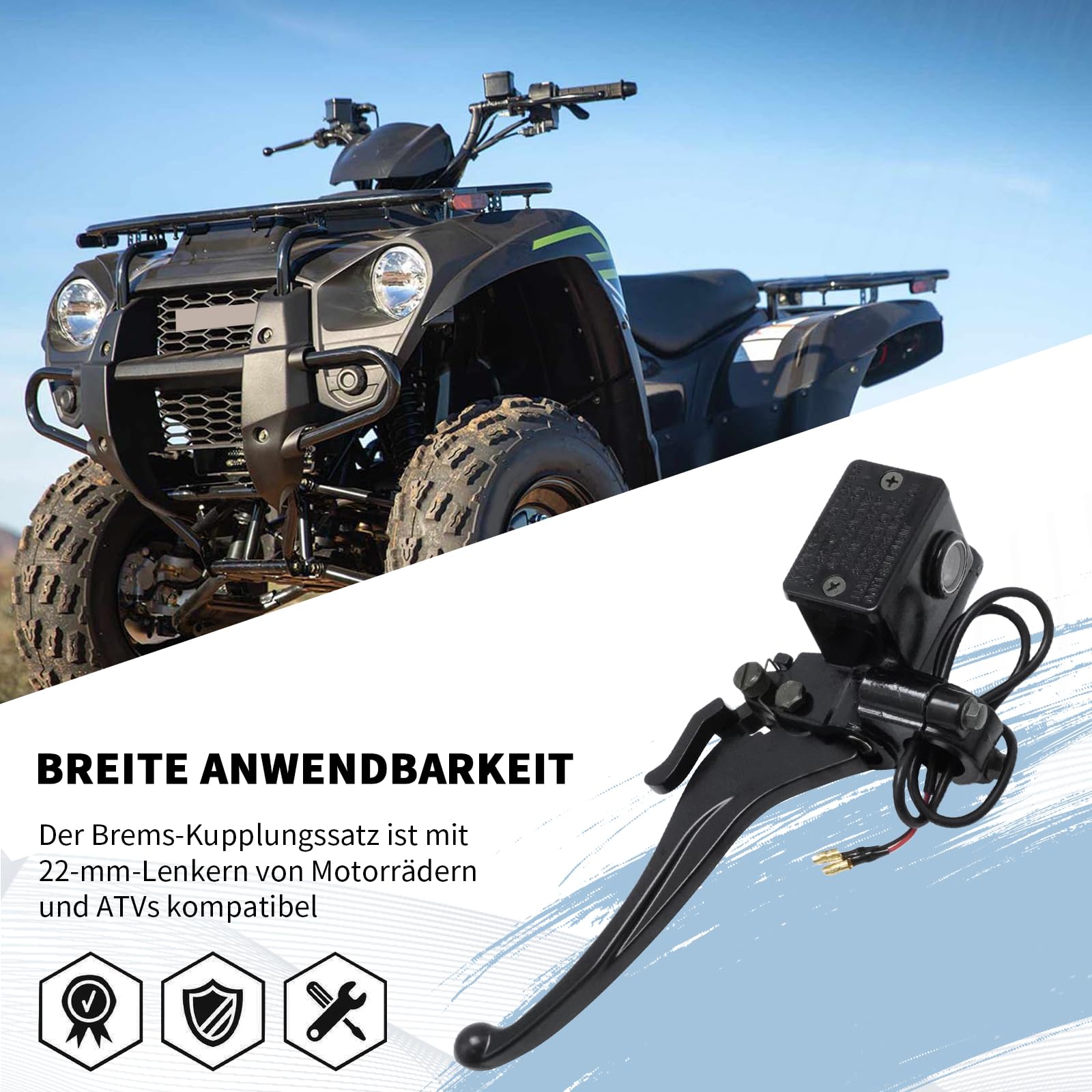 Hoypeyfiy CNC-gefräster Bremshebel aus Aluminiumlegierung, 22 mm Universal-Brems-/Kupplungshebel für Motorräder, links/rechts mit Edelstahlrolle