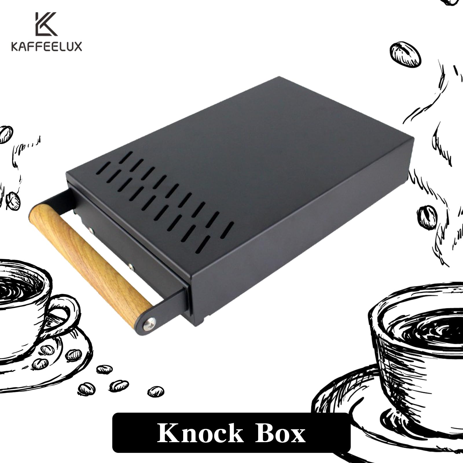 Caja de golpeteo de cajón con asa, contenedor desmontable de acero inoxidable, contenedor de café extraíble, absorbe los golpes y duradero estilo barista, palo de golpeteo desmontable, mango de madera