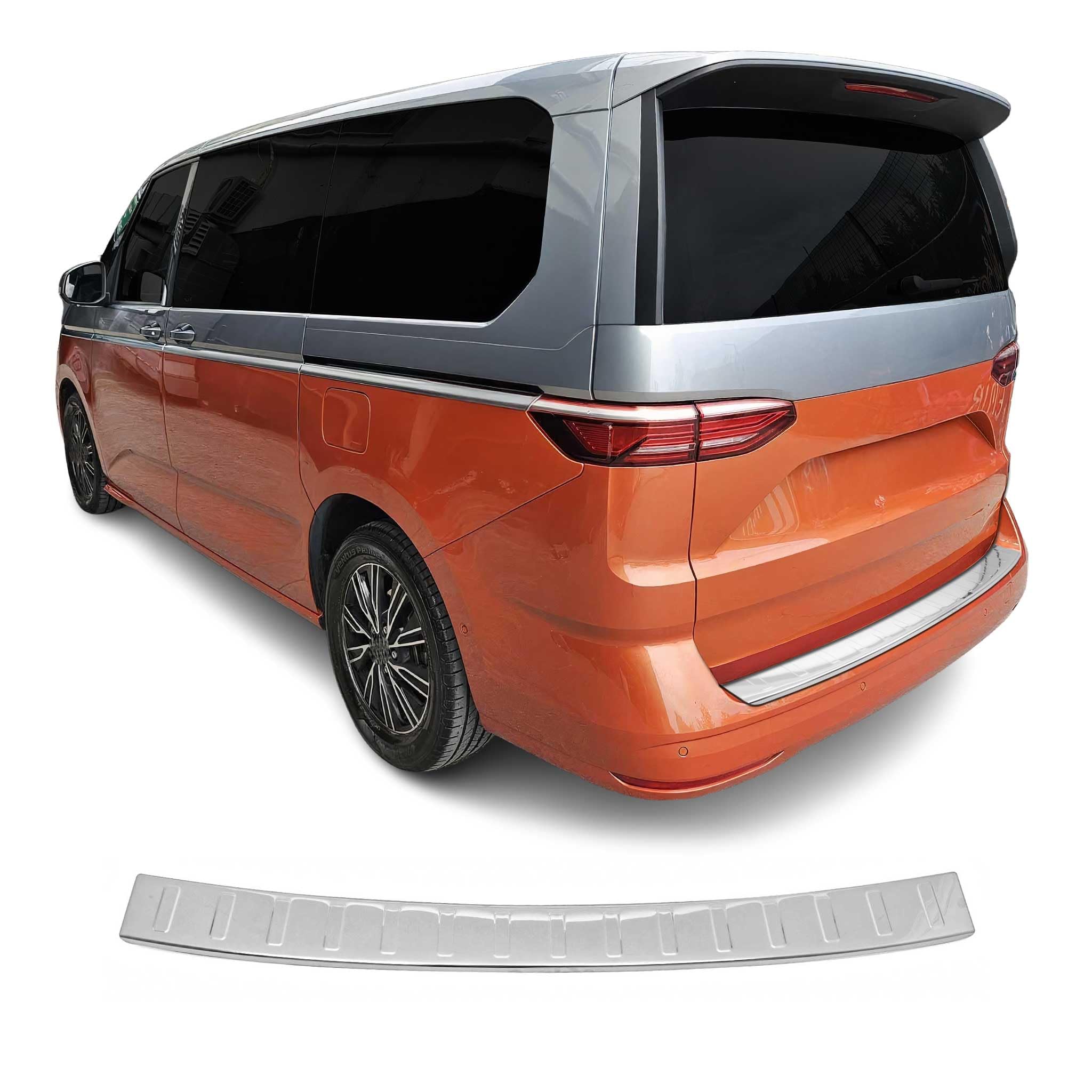 OMAC Protezione Soglia Baule Protezione Paraurti compatibile con VW T7 Multivan 2021-2026 Cromato Acciaio Inox Argento