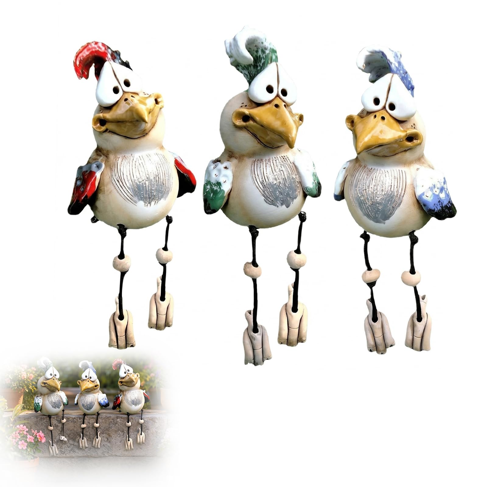 Divertidas figuras de jardín de gallinas RANJIMA listas para soportar el clima exterior