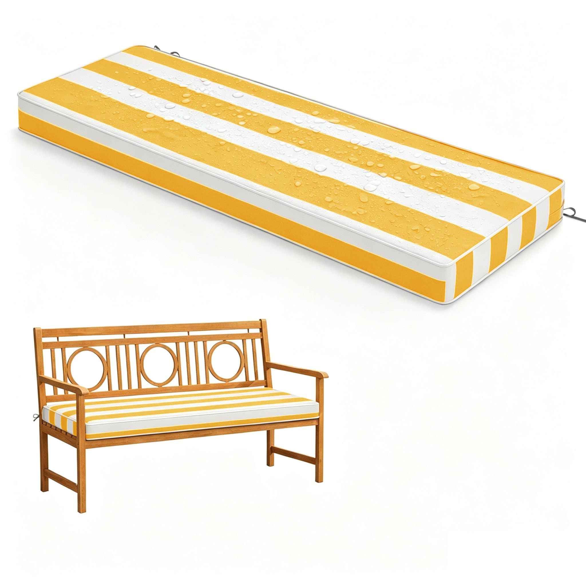 WLXFF stripe Waterproof Garden Bench Cushion Outdoor Swing Seating Pad Thick Foam Garden Furniture Pad Bench Cushions for Indoor Furniture Waterproof seat pads for garden chairs Indoor