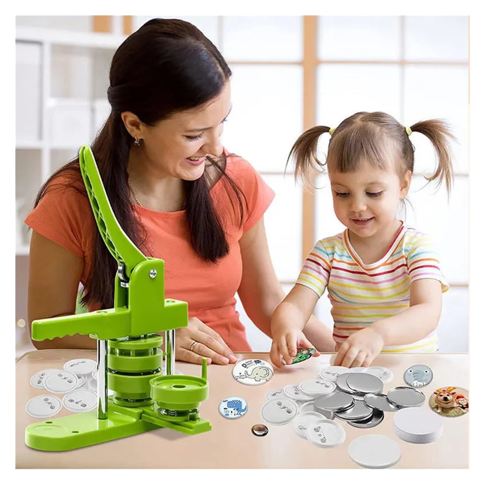 Badge Button Maker Machine DIY Pin Button Maker Badge Punch Press Che Fa Kit di Macchine 25mm 32mm 44mm 58mm Die Mould Badge Maker(58mm Set)