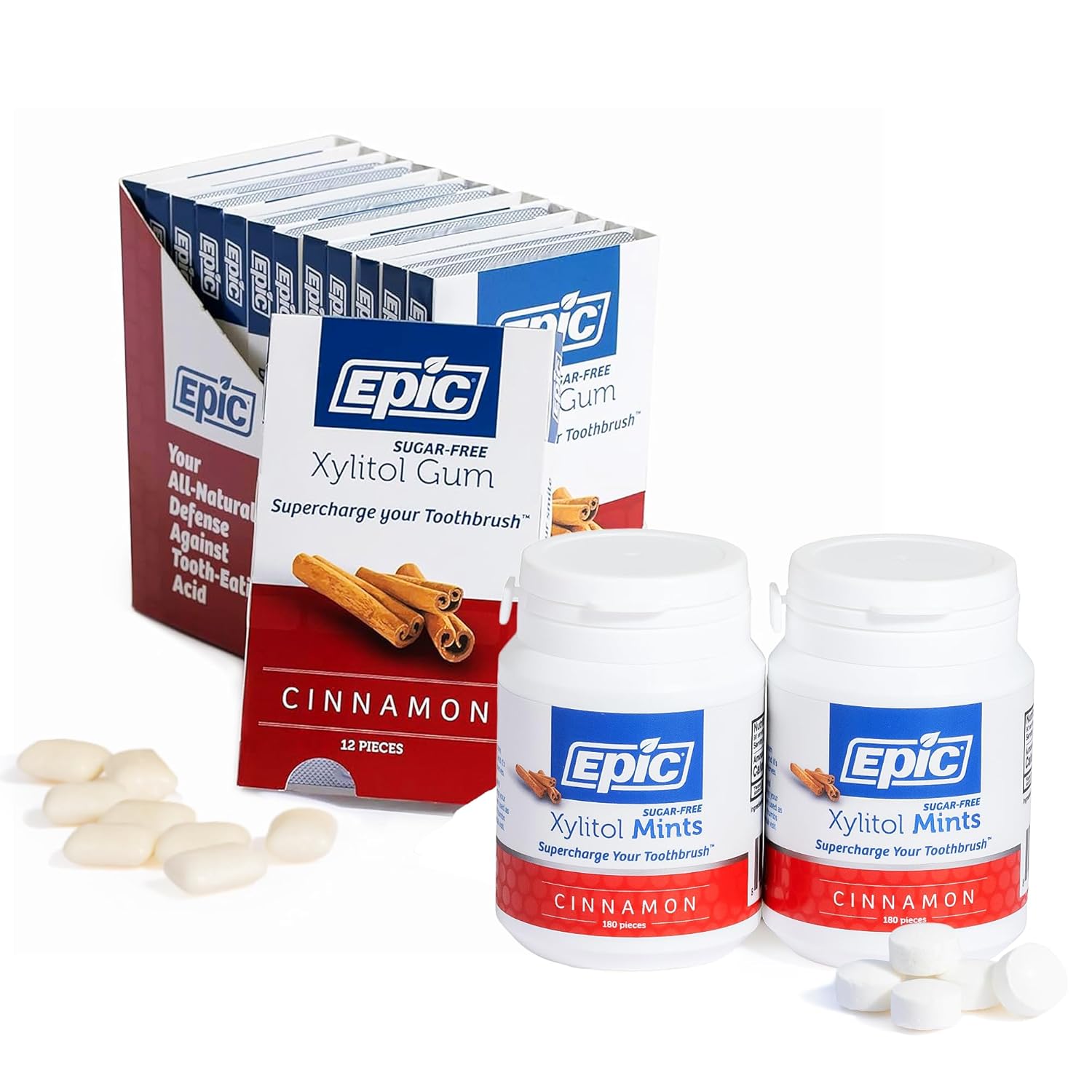 Epic Chicle Canela - Pack de 144 unidades y 360 mentas - Sin azúcar