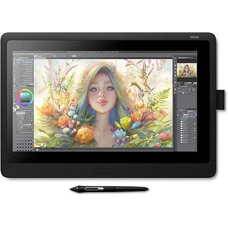 Wacom Cintiq 16 Drawing Tablet with Full HD 15.4-Inch Display Screen, 8192 Pressure Sensitive Pro Pen 2 Tilt Recognition, Compatible with Mac OS Windows and All Pens,Black