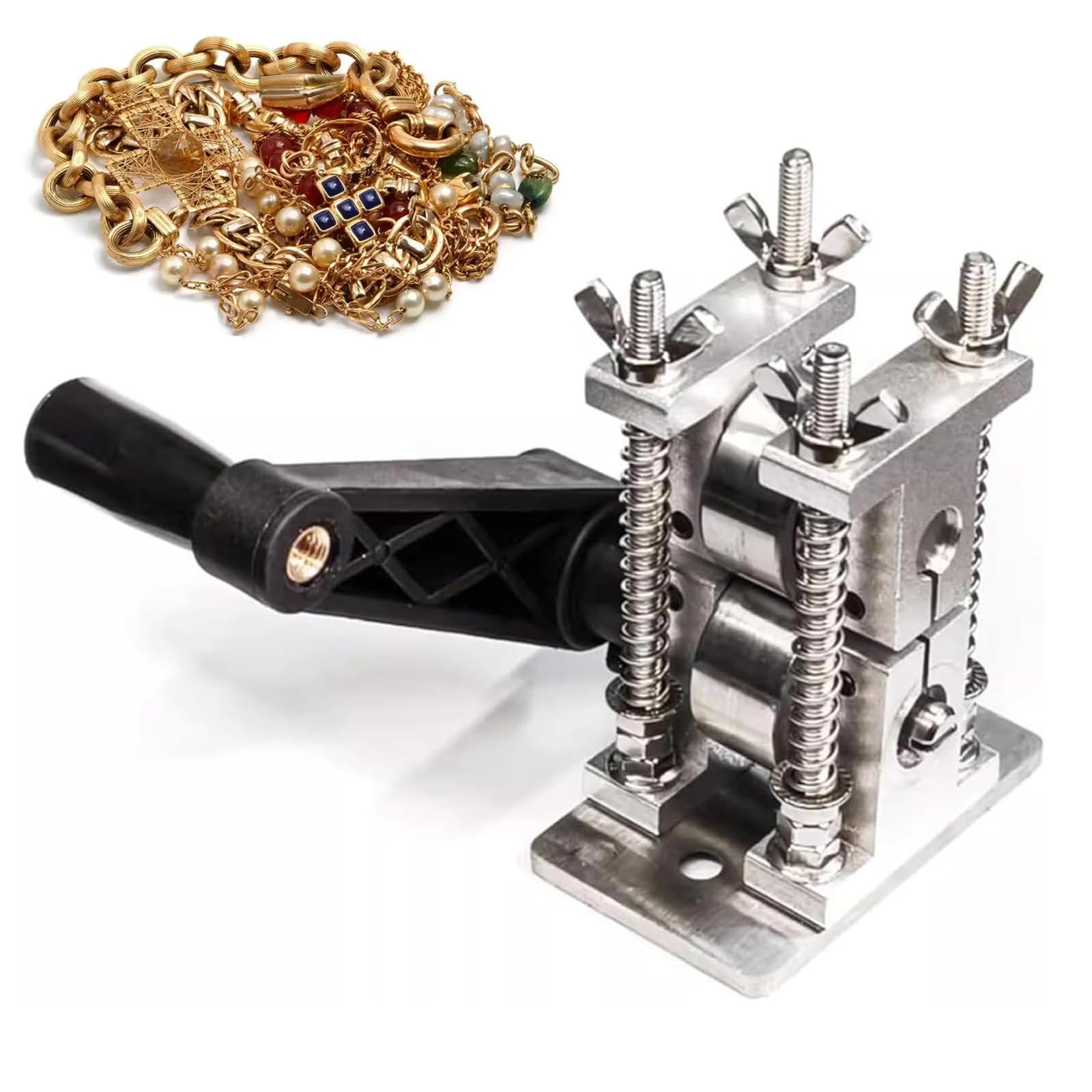 QYLTTDM Manual Jewelry Press, Manual Rolling Mill Machine, Diy Inlay Silver Copper Wire Pressing Machine, For Pressing Sheet, Semicircle, Ideal For Jewelry Making & Metal Crafting