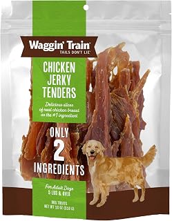 Waggin' Train Chicken Jerky Dog Treats - 100% Real Chicken Breast, Only 2 Ingredients, High Protein, Grain-Free, Digestible for All Dogs, 18oz Pouch