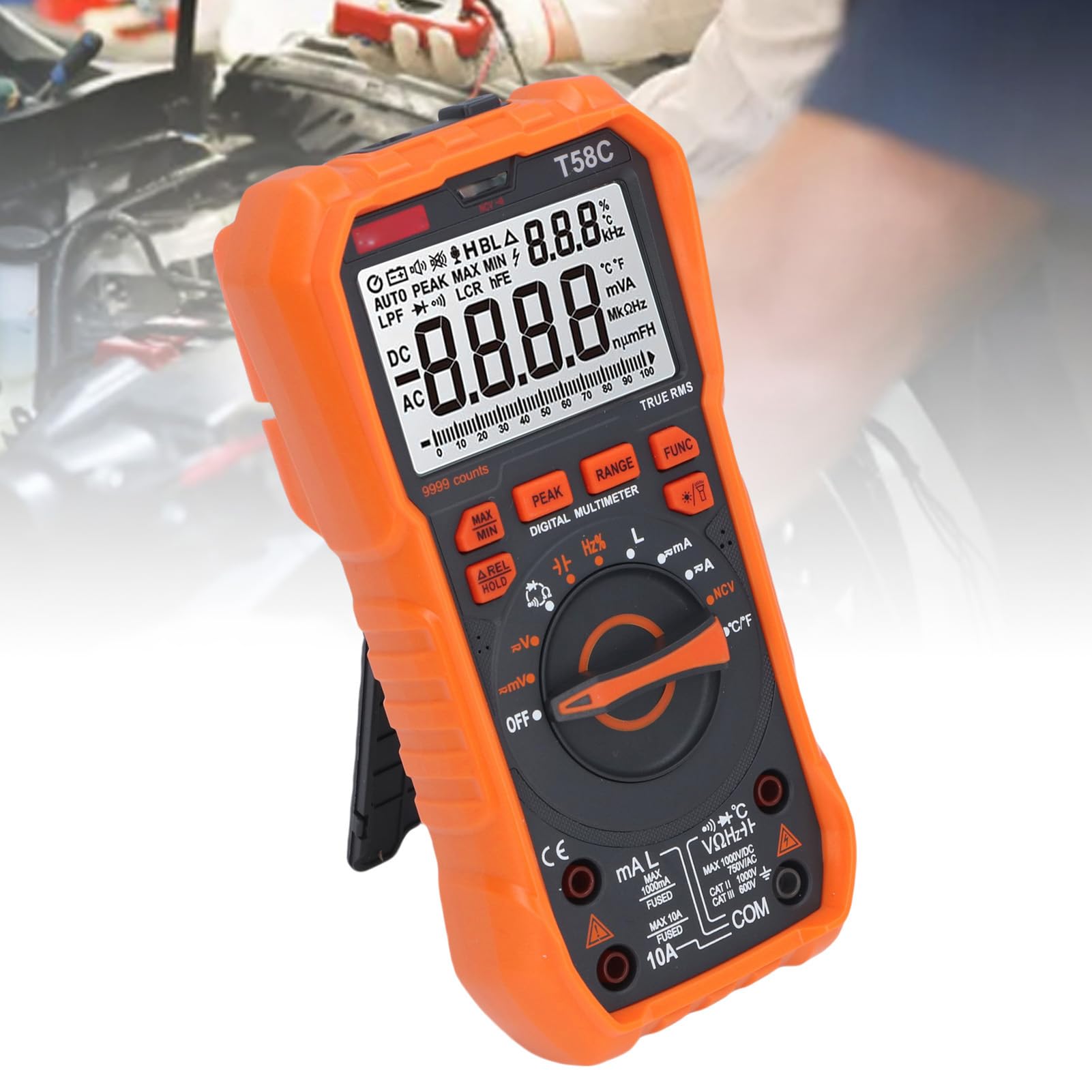 Cyfrowe Multimetr TRM 9999 COUNTS, T58C SMART DC AC Voltmeter Electrical Tester Podświetlenie LED LED LED