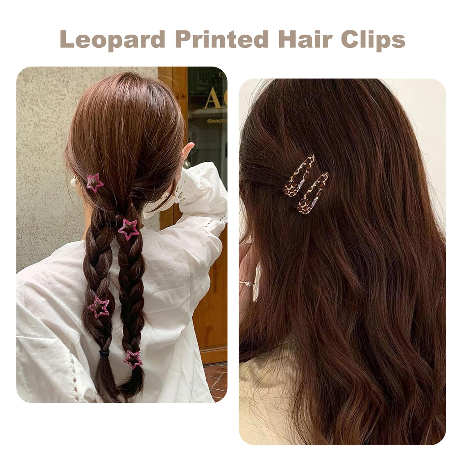 8 works Metal Snap Hair Clips for Women, Star & Water Drop Barrettes - Image 3