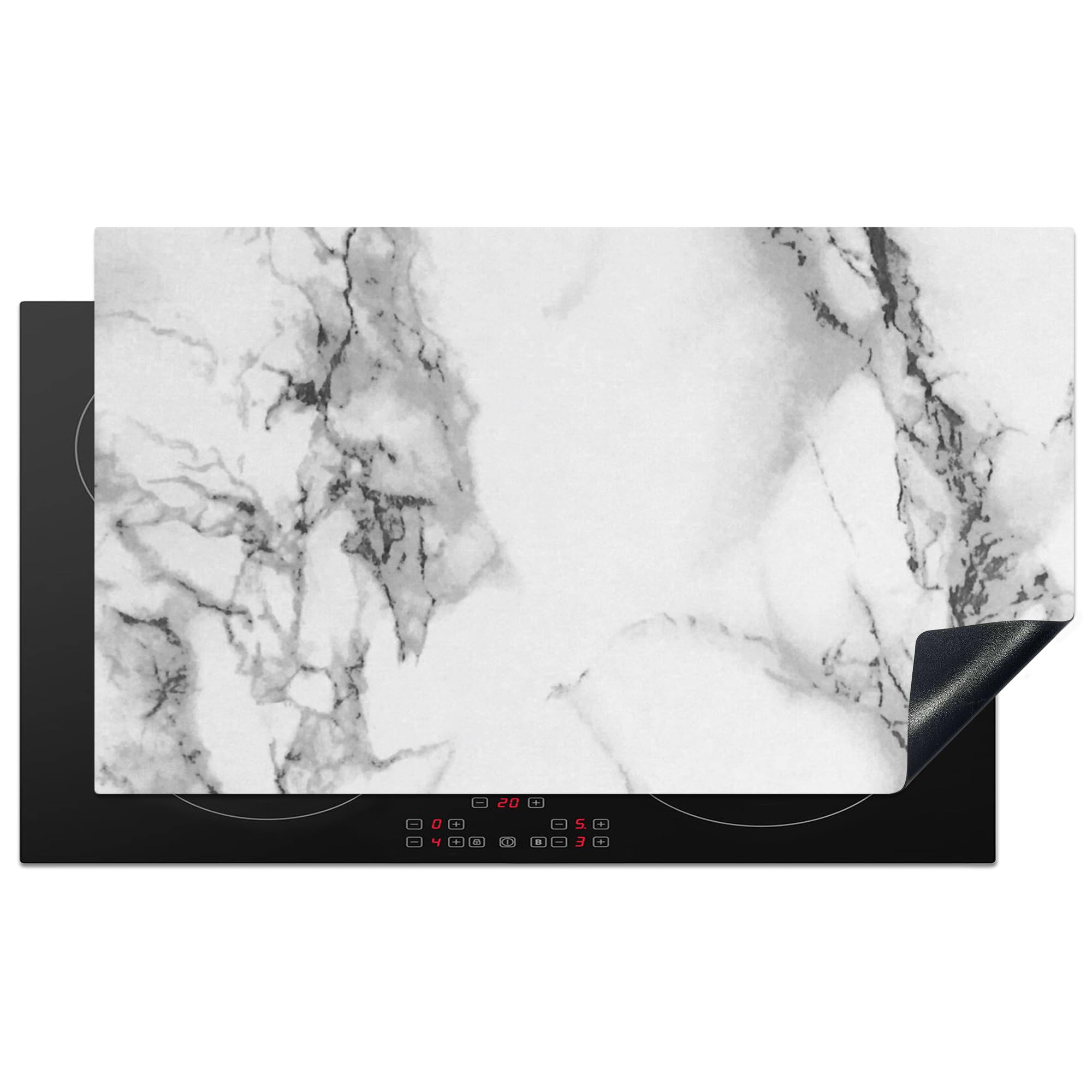 KitchenYeah© Induction Hob Protector Mat 20.8"x36" / 91.6x52.7 cm Cooker Top Protectors Cover Ceramic Covers Electric Hobs Vinyl Marble - Stone - White - Grey - Black - Marble Look