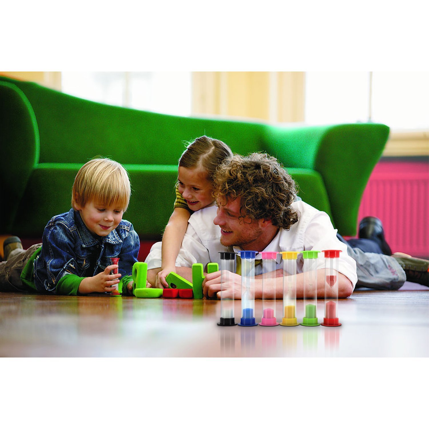 Multicolor Sandglass Timers - Small Colorful Sandglass Sand Clock Colored Timer Suit 30sec1min2mins3mins5mins10mins (6pcs) Mini Toy Hourglass Set for Kids at Home and School 3