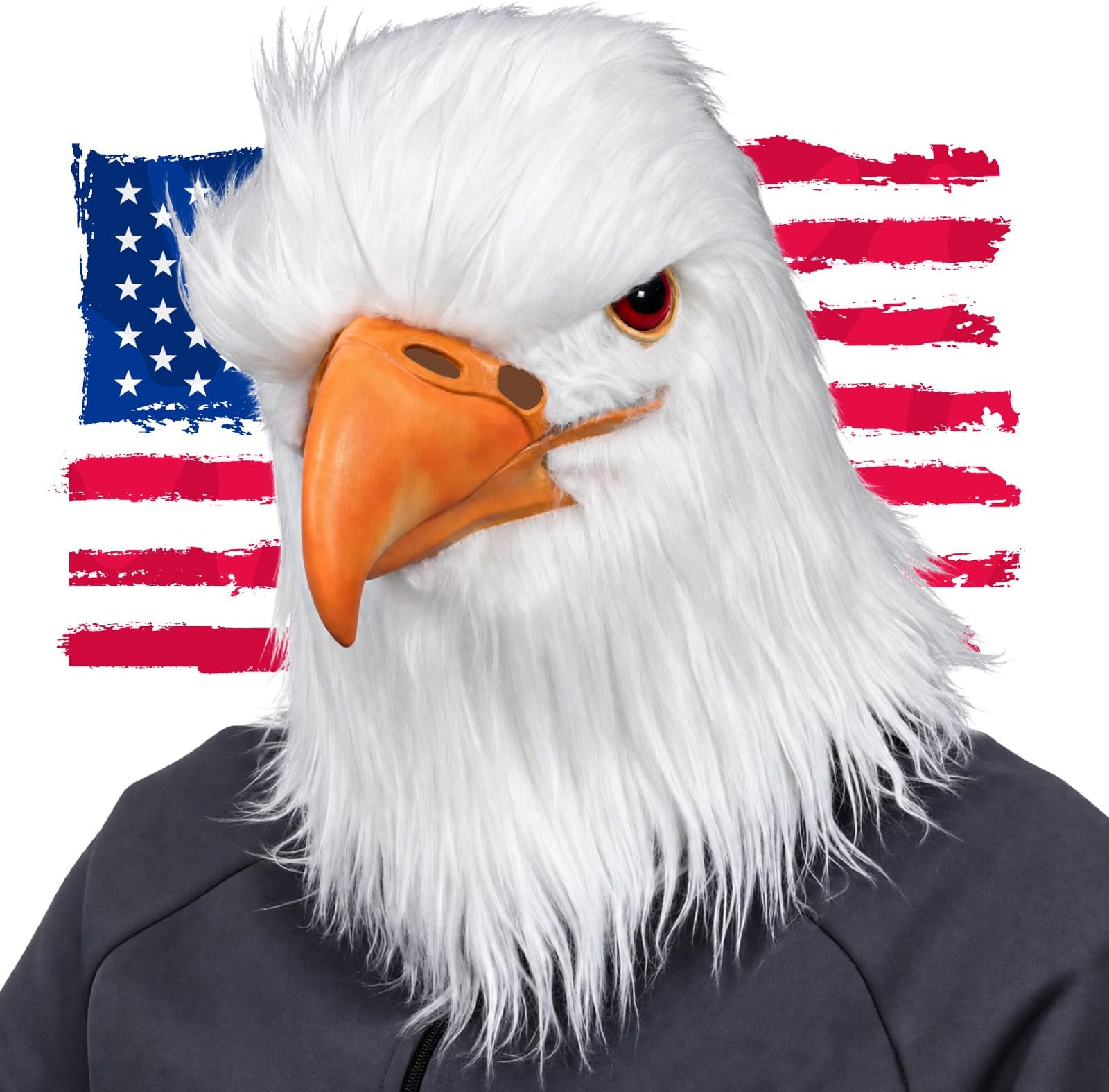 MOKRY PARTY White Eagle Head Mask Animal Bird Mask Eagle Claw Hairy Latex Mask Halloween Carnival Costume Mask, Adult Size