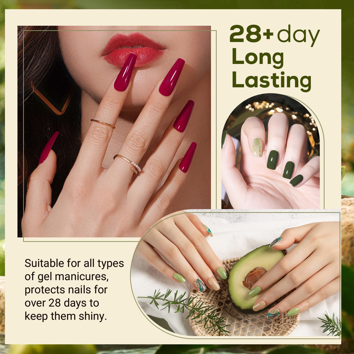 JEWHITENY 2 Bottles 10ML Gel Top Coat and Base Coat Set Gel Polish Long Lasting Glossy Shine Effect DIY Nail Art Design Need U V Lamp Curing