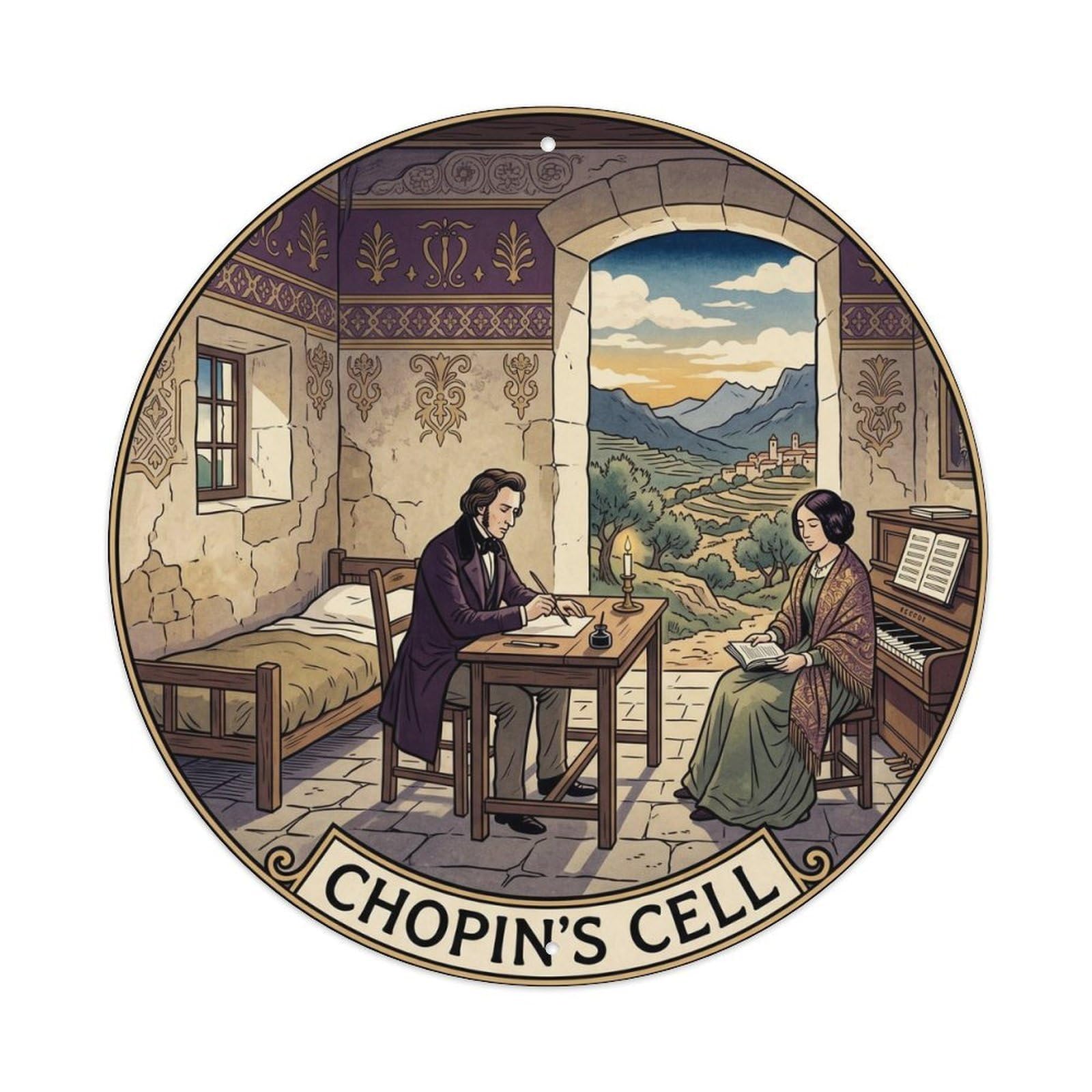 Mallorca Monastery Music Heritage Cell Travel Metal Tin Sign