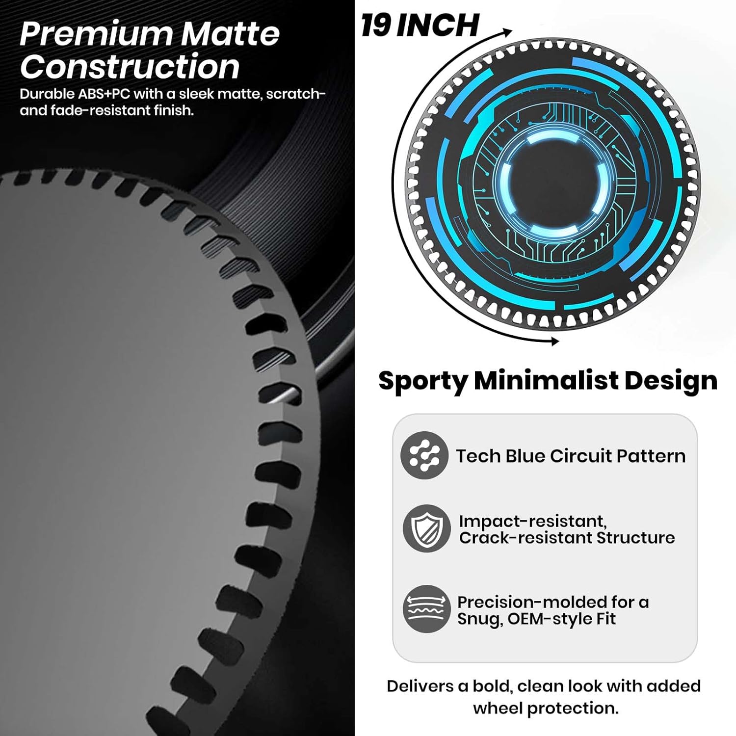 4PCS Wheel Cover 19 Inch for Tesla Model Y 2021 2022 2023 2024 2025 2026 Hubcaps Rim Protector Replacement ABS Material Aerodynamics Tesla Model Y Accessories (Tech Core)