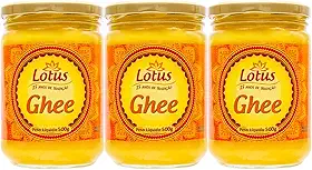 Manteiga Ghee Lotus Kit com 3 potes de 500g - Zero Lactose