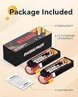 Vista 6 de Hilldow 3S 5200mAh Lipo Battery 80C 11.1V RC Battery Soft Case con conector XT60 para vehículos RC Drone RC Car Trucks (2 paquetes)